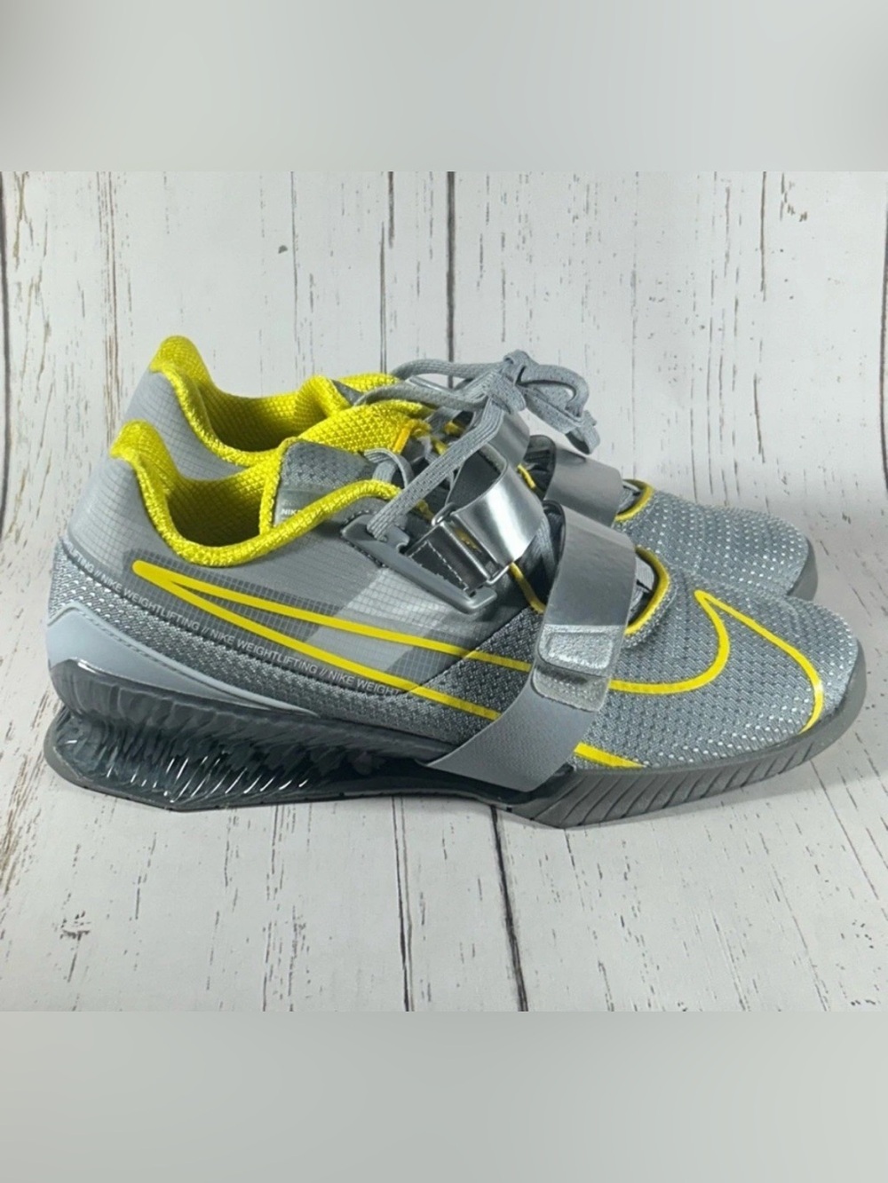 Nike Romaleos 4 Wolf Grey Yellow CD3463-002 Weightlifting Shoes Mens Size 8